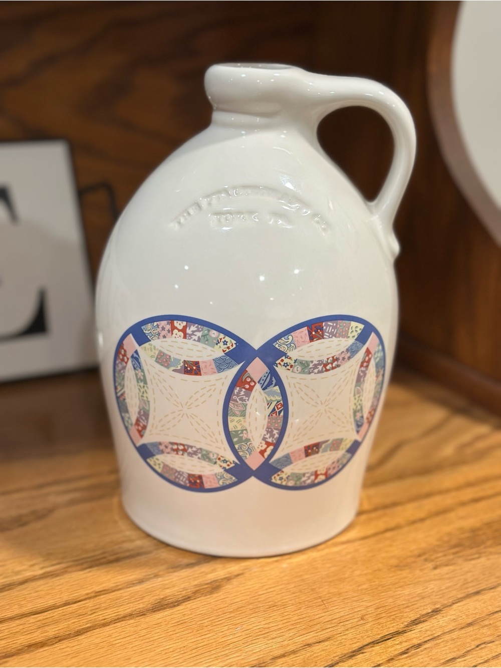 Vintage Pfaltzgraff America Quilt Pitcher 1980s Discontinued USA Stoneware Jug